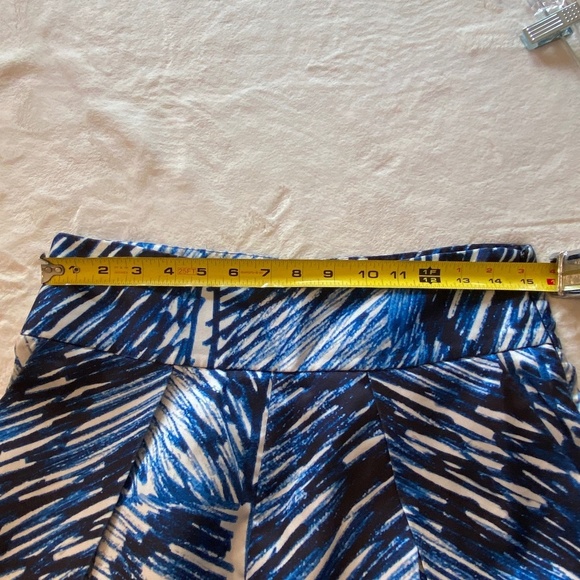 Milly Scribble Print full a-line  Midi Culotte Skirt Blue-White 33411 - Picture 6 of 12